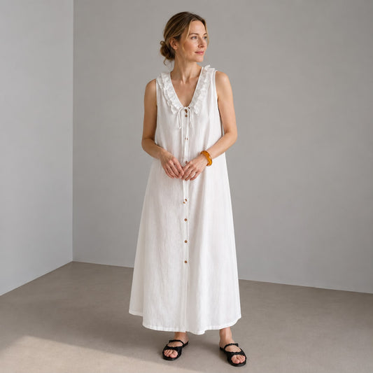 Robe Longue Fluide à Volants