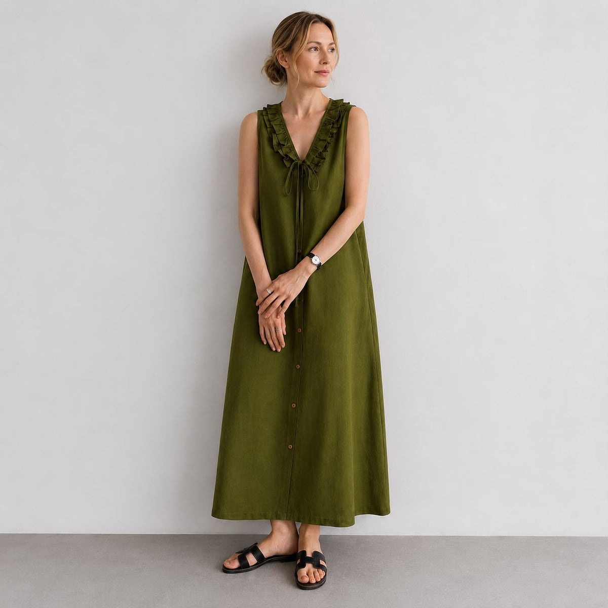 Robe Longue Fluide à Volants