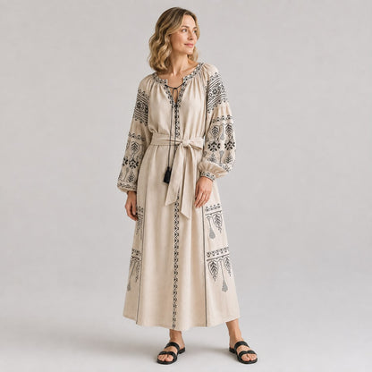 Robe Femme Brodée avec Ceinture