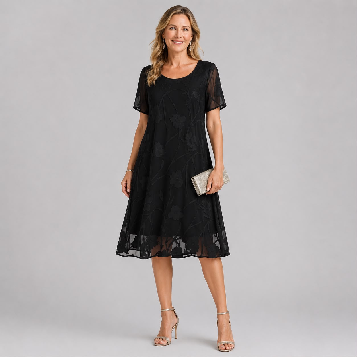 Robe Midi en Voile Fleuri