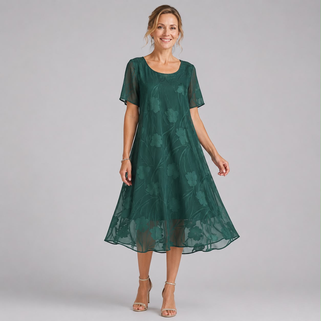 Robe Midi en Voile Fleuri