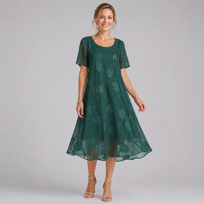 Robe Midi en Voile Fleuri