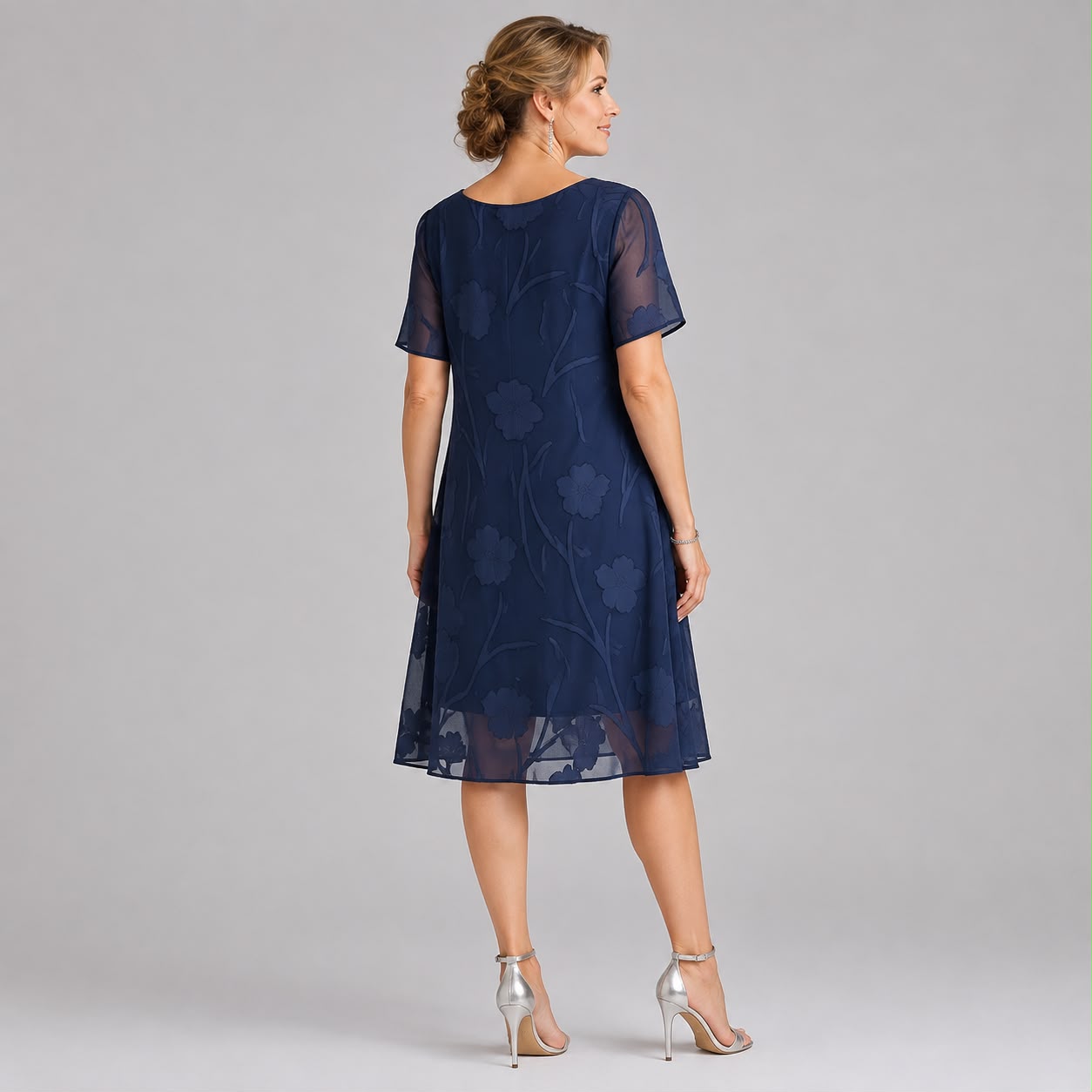 Robe Midi en Voile Fleuri