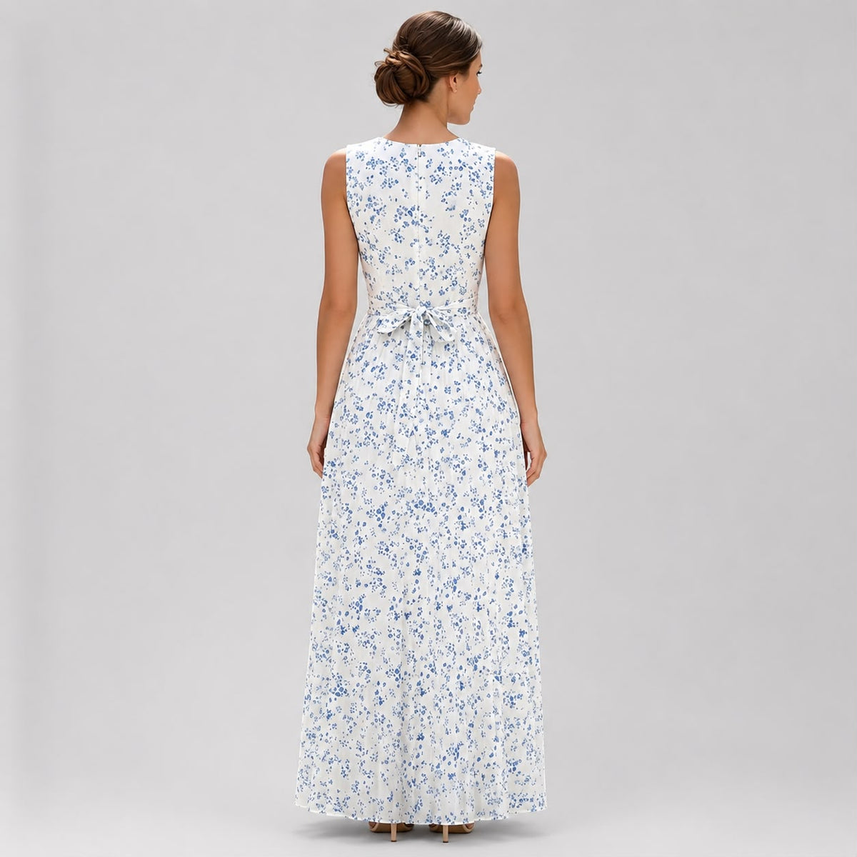 Robe Longue Plissée à Imprimé Floral