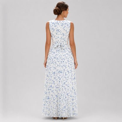 Robe Longue Plissée à Imprimé Floral