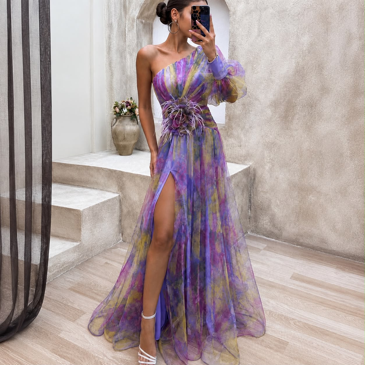 Robe de Soirée Longue à Une Épaule