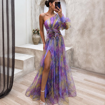 Robe de Soirée Longue à Une Épaule