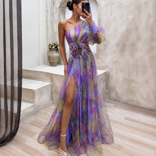 Robe de Soirée Longue à Une Épaule
