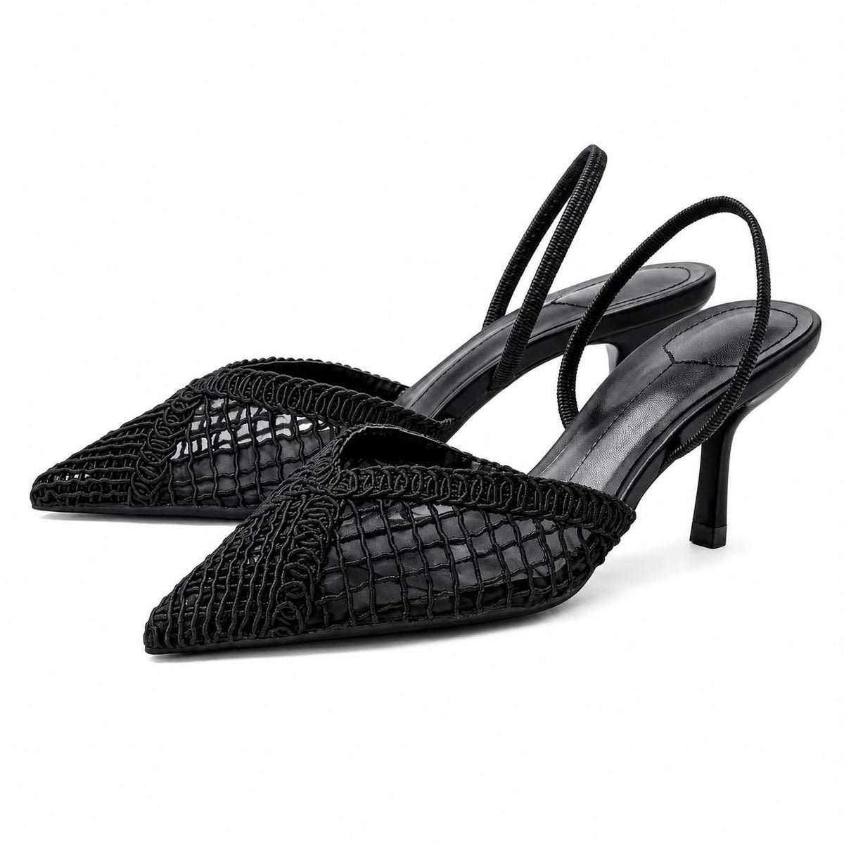 Escarpins Slingback en Maille à Talon Aiguille