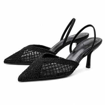 Escarpins Slingback en Maille à Talon Aiguille