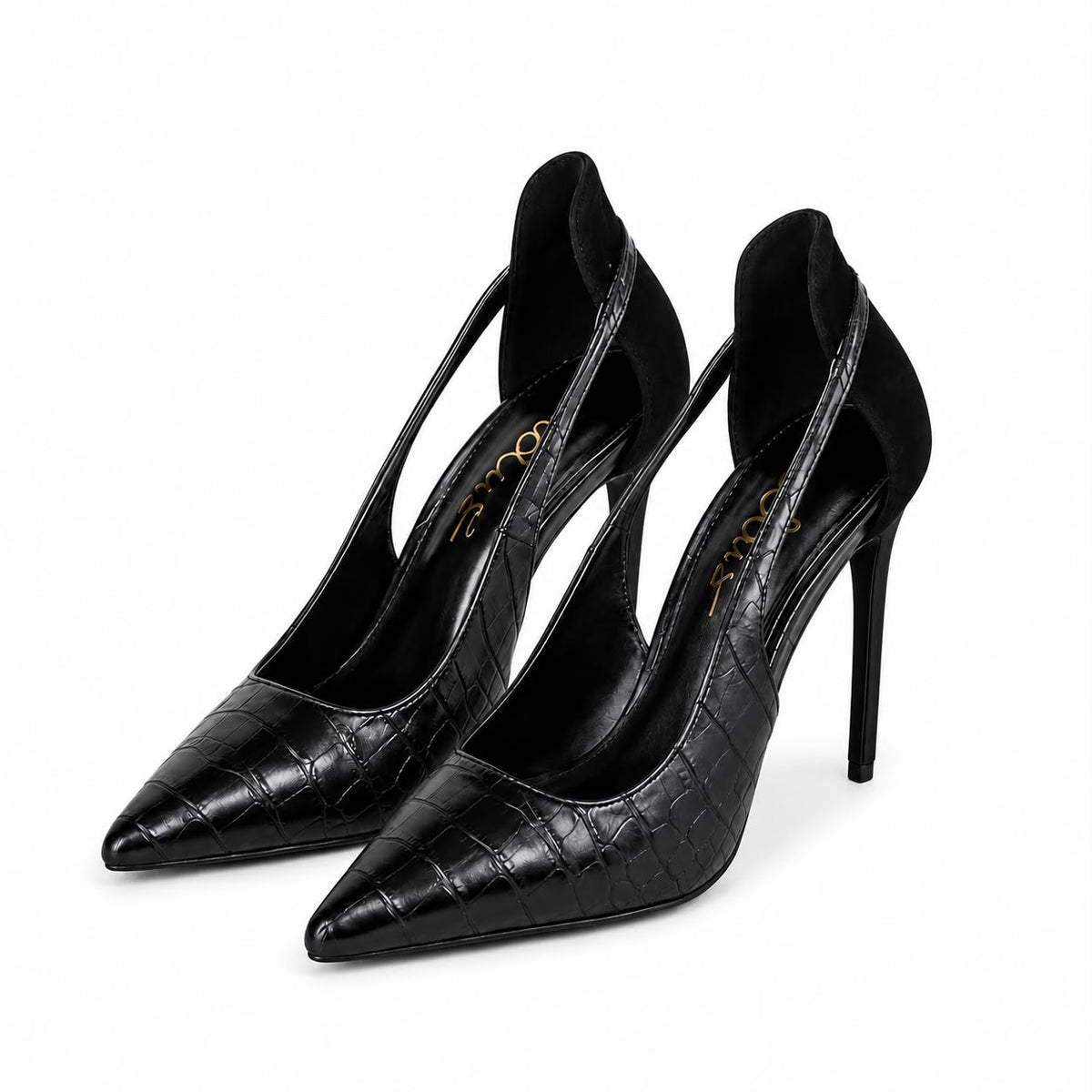 Escarpins à Talons Aiguilles Effet Croco à Bout Pointu