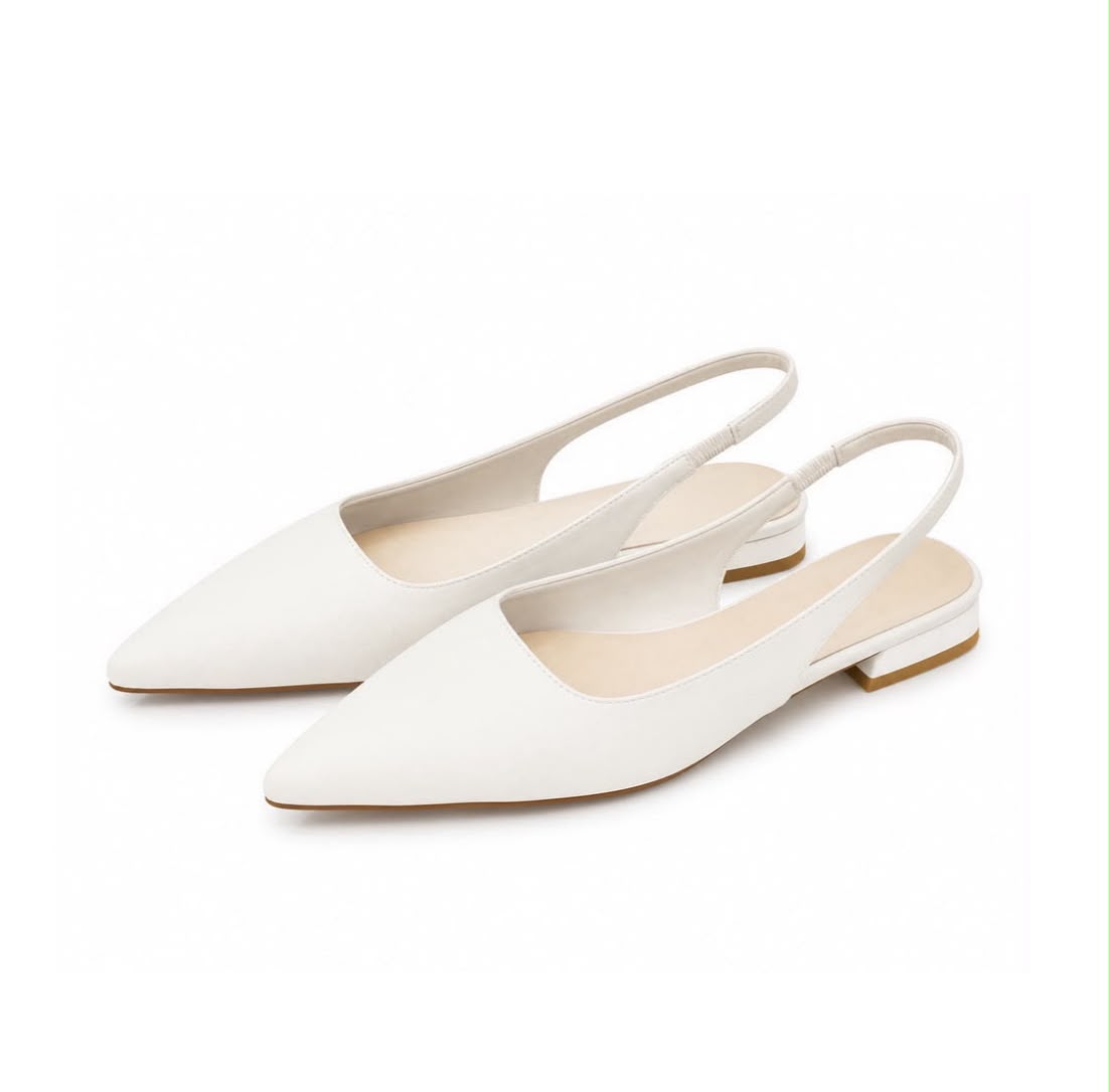 Escarpins Slingback à Bout Pointu et Talon Bas