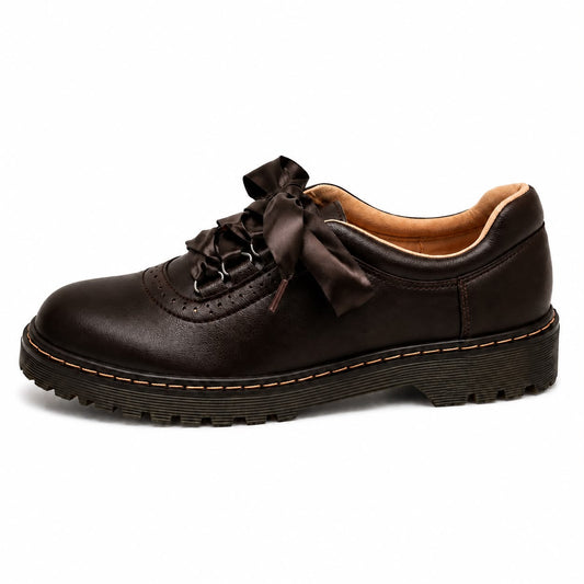 Chaussures à Lacets avec Nœud Satiné et Semelle Épaisse