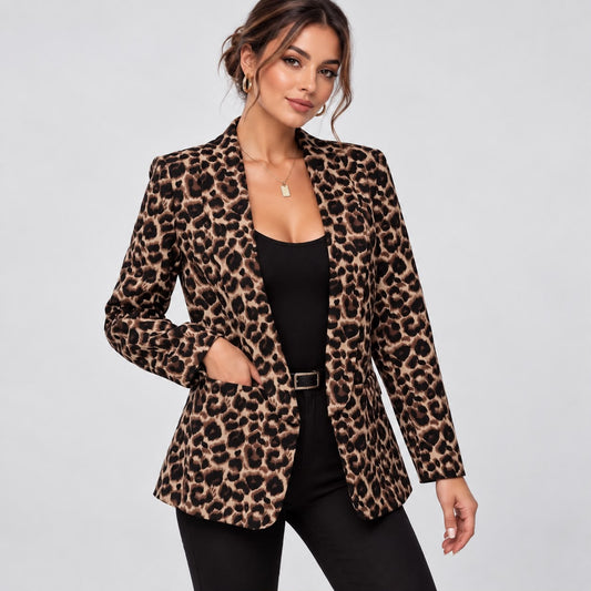 Blazer Léopard Élégant – Allure Féminine