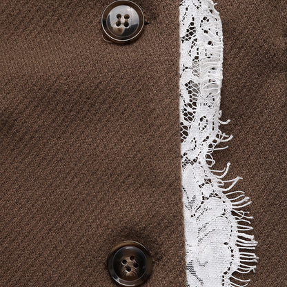 Blazer manche longue avec empiècements en dentelle style décontracté