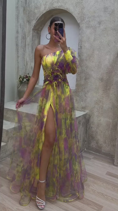 Robe de Soirée Longue à Une Épaule